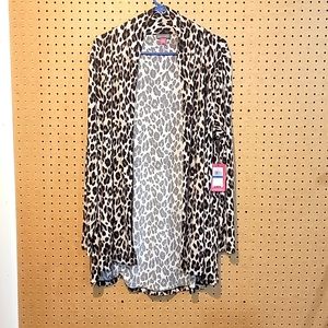 Vince Camuto Cheetah Print Long Sleeve Tunic Cardigan